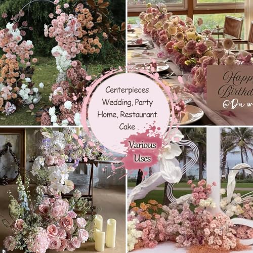 SilkRoselw Silk Artificial Flowers Combo Box Set Dusty Pink Roses Gold Flowers Blush Pink Bridal Wedding Bouquets Cake DIY Fake Floral with Stems Arrangements Baby Shower Party Table Centerpieces Home Decor - Image 5