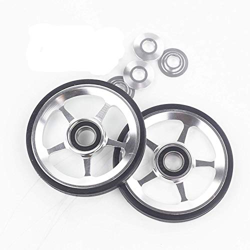 ACEOFFIX 2pcs Alloy Easy Wheels Easywheel for Brompton Folding Bike Dino Kiddo(Silver - Image 1