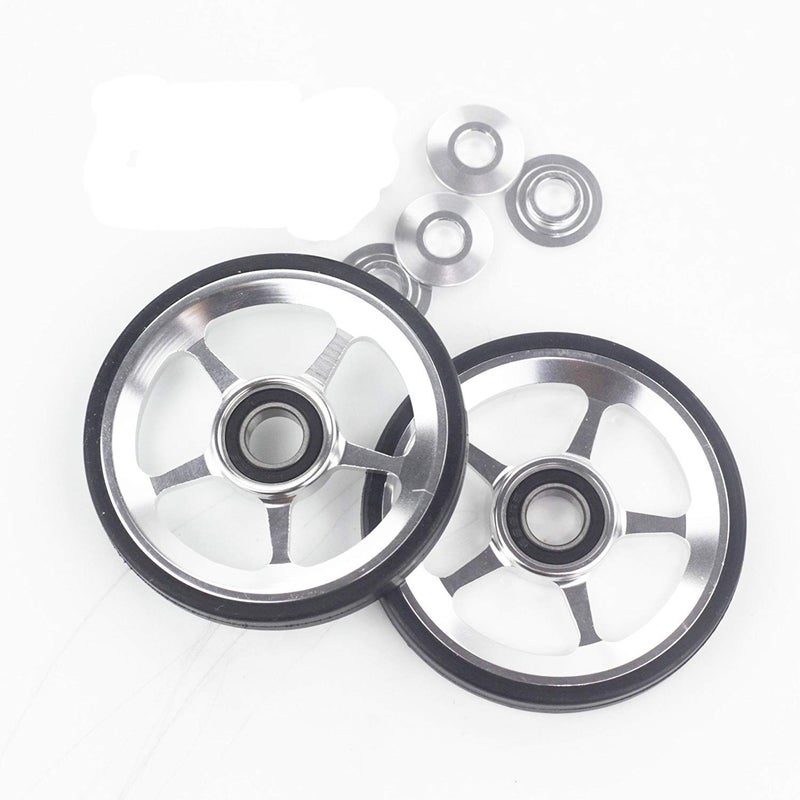 ACEOFFIX 2pcs Alloy Easy Wheels Easywheel for Brompton Folding Bike Dino Kiddo(Silver - Image 5