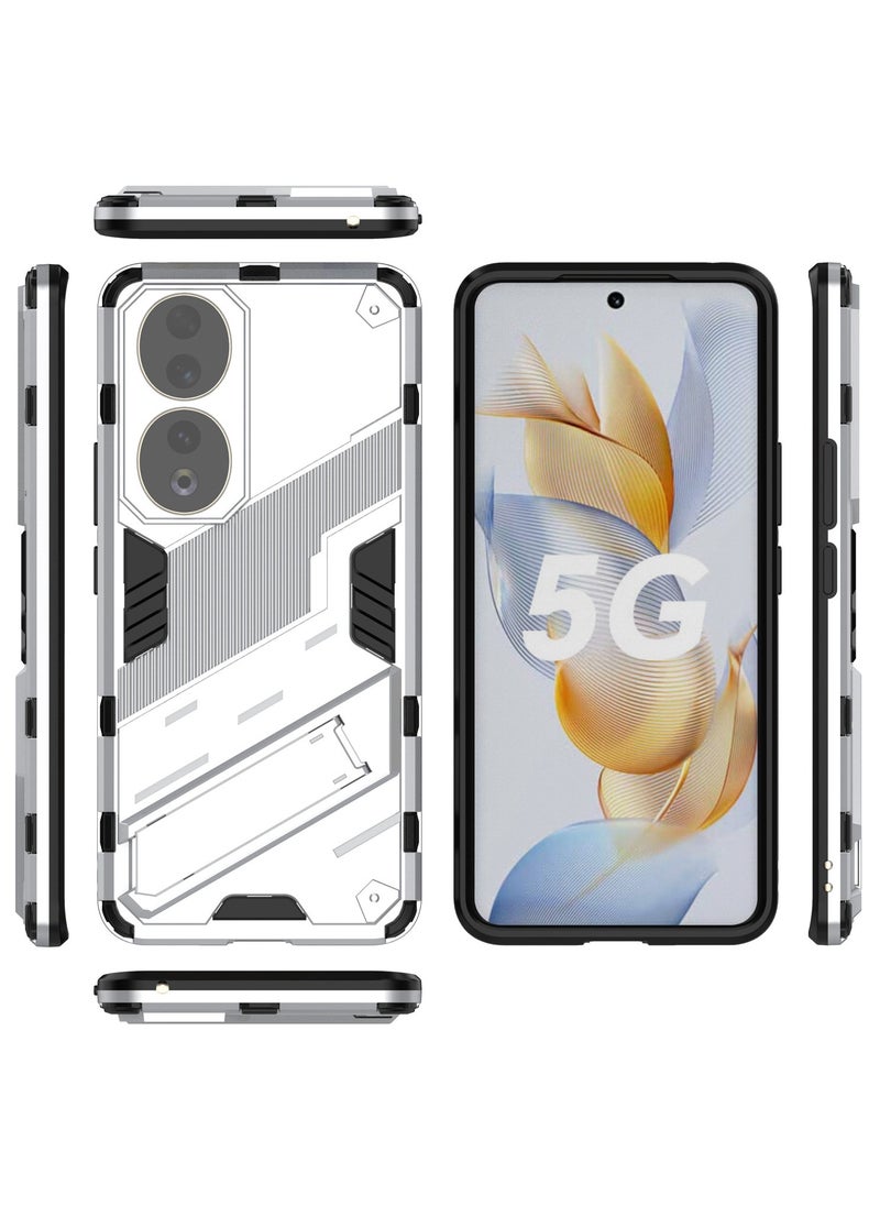 Generic - Punk Armor 2 in 1 PC Tpu Shockproof Phone Case with Invisible Holder For Honor 90 (White) - Image 1