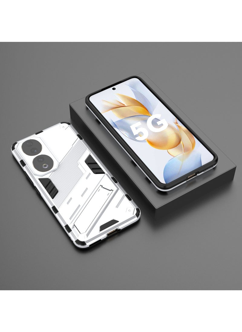 Generic - Punk Armor 2 in 1 PC Tpu Shockproof Phone Case with Invisible Holder For Honor 90 (White) - Image 1