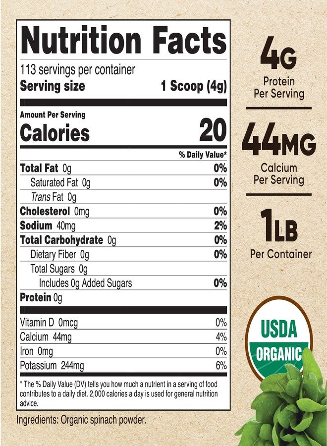 Nutricost Pure Spinach Powder 1LB (3 Pack) - Image 2