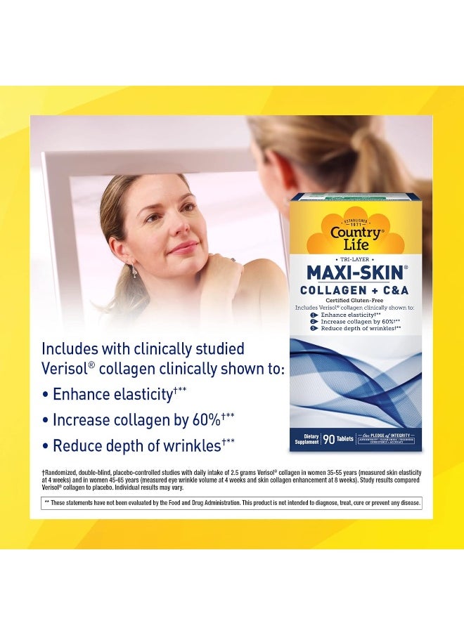 Country Life - Tri Layer Maxi-Skin Collagen Plus C&A 90 Tablets - Image 1