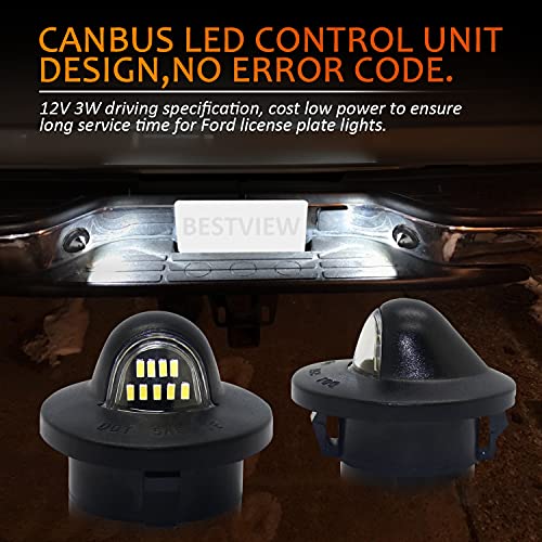 Bestview LED License Plate Lights Assembly Compatible with F150 F250 F350 F450 F550 Superduty Ranger Explorer Bronco Excursion Expedition Pickup Truck, Powered by 9-SMD White LED 6500K White - Image 4