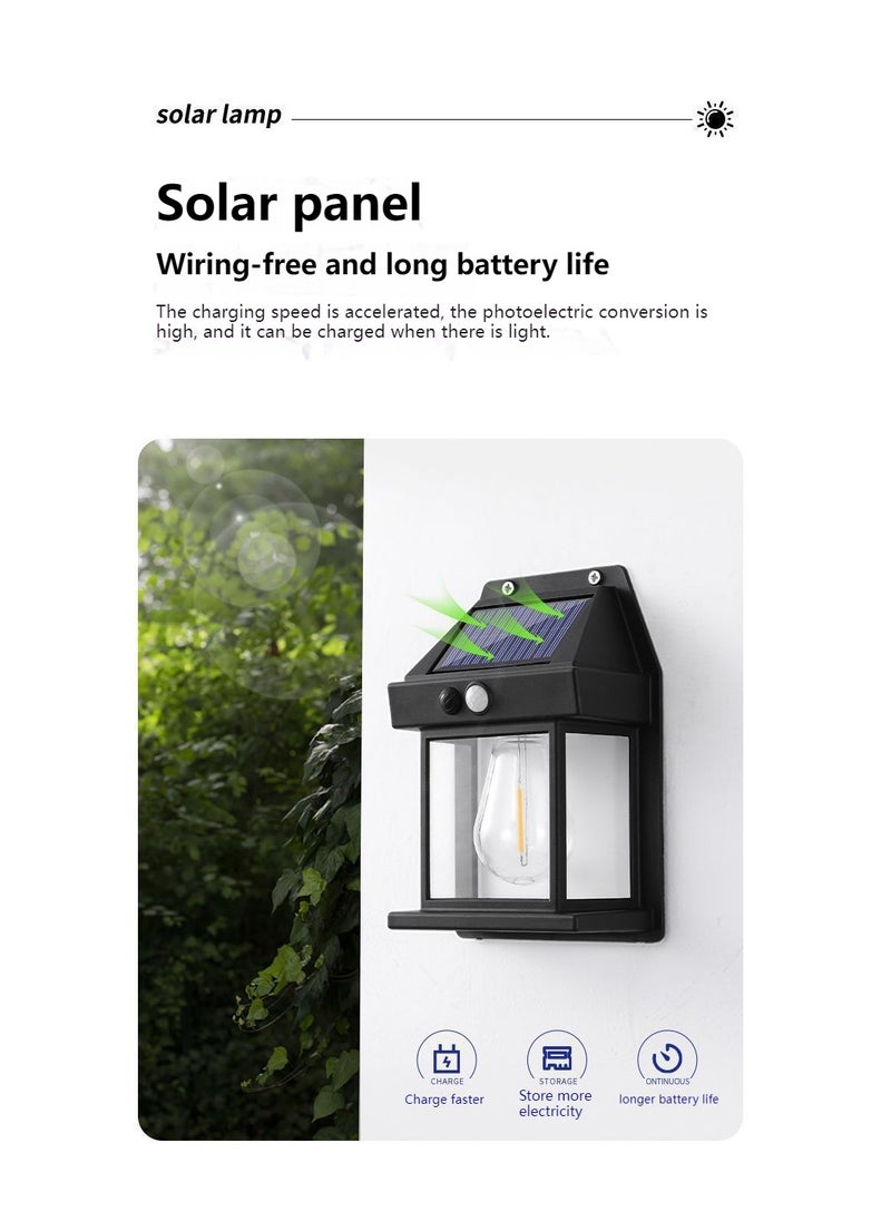 ARNOTEC - Retro Solar Wall Lamp Fence Lamp Motion Sensor Tungsten Filament Courtyard Lamp - Image 1