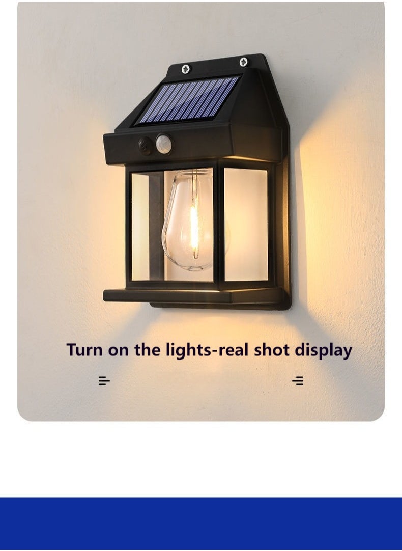 ARNOTEC - Retro Solar Wall Lamp Fence Lamp Motion Sensor Tungsten Filament Courtyard Lamp - Image 1