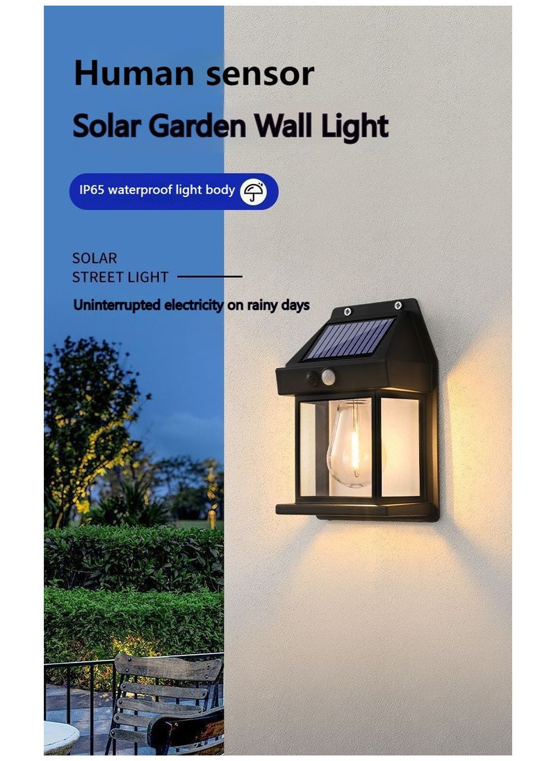 ARNOTEC - Retro Solar Wall Lamp Fence Lamp Motion Sensor Tungsten Filament Courtyard Lamp - Image 1