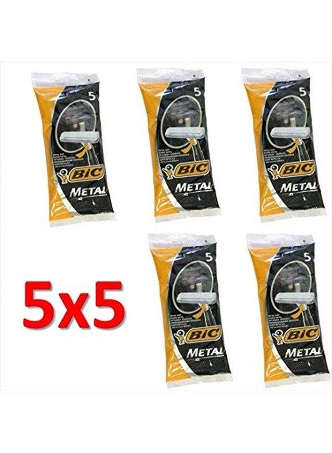 Bic Metal Men's Disposable Shaving Razors, 5-Count x 5 Packs - Image 2