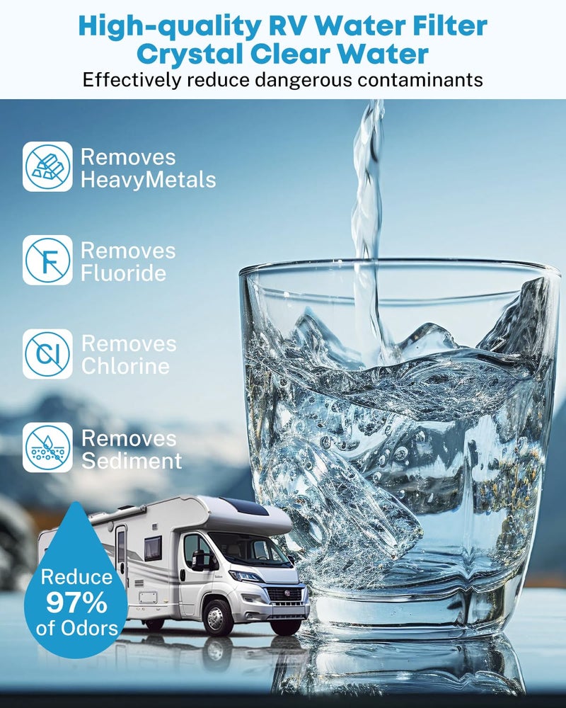 Kohree RV Water Filter, NSF Certified, Inline Water Filter Reduces Chlorine, Bad Taste, Odor, RV Accessories Ideal for Campers, Marine, Garden Hose, Boats, Trailer Motorhome, 2 Pack - Image 4