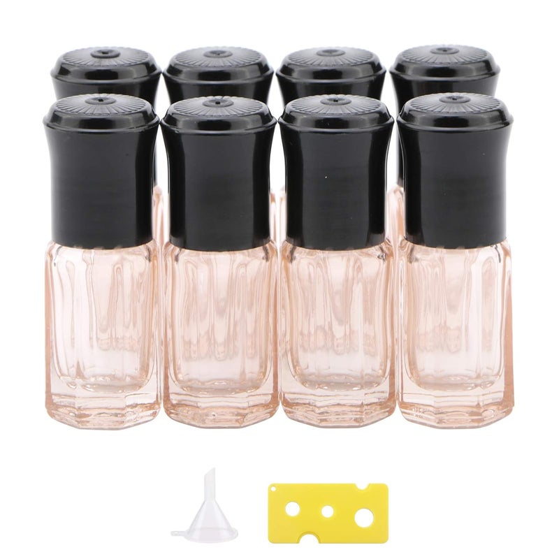 Essential Oil Roller Bottles, 8Pcs 3ml Roll-on Bottles with Opener Funnel, Mini Glass Massage Roller Bottles Roll on Vials for Perfume Lip Balms Aromatherapy, Light Pink