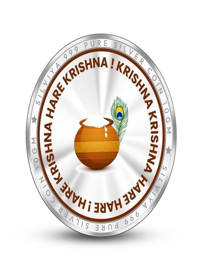 Silviya BIS Hallmarked Little Krishna 999 Pure Silver Coin (10 Gram) Round Shape: Janmashtami Gift - Hindu God - Puja Offering - Laddu Gopal Idol - Diwali Coin - Image 3