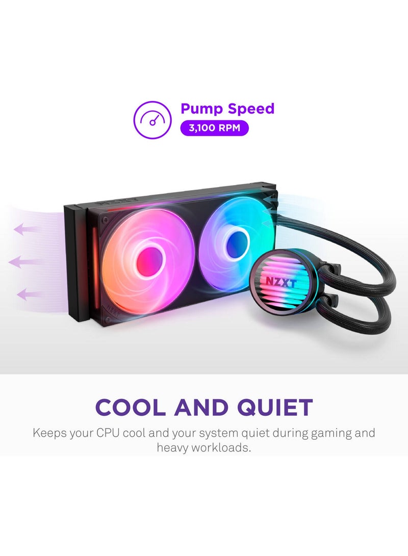 NZXT Kraken Core 360 RGB Liquid CPU Cooler, 360mm Radiator, F360 RGB Core Fan, 2400 RPM Fan Speed, 75.05 CFM Airflow, Fluid Dynamic Bearing, Black | RL-KR36C-B1 - Image 3