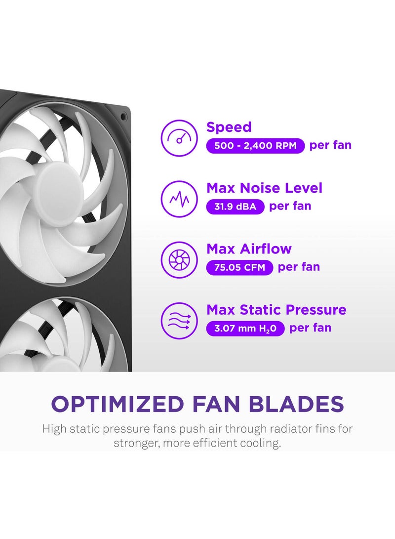NZXT Kraken Core 360 RGB Liquid CPU Cooler, 360mm Radiator, F360 RGB Core Fan, 2400 RPM Fan Speed, 75.05 CFM Airflow, Fluid Dynamic Bearing, Black | RL-KR36C-B1 - Image 5