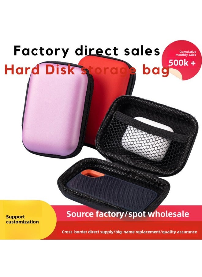 Generic Eva Headset Bag Camera Bag Square Gift Box Data Cable Packaging Wireless Bluetooth Headset Storage Bag-Color:11*8*4cm Red Pu  - Image 2