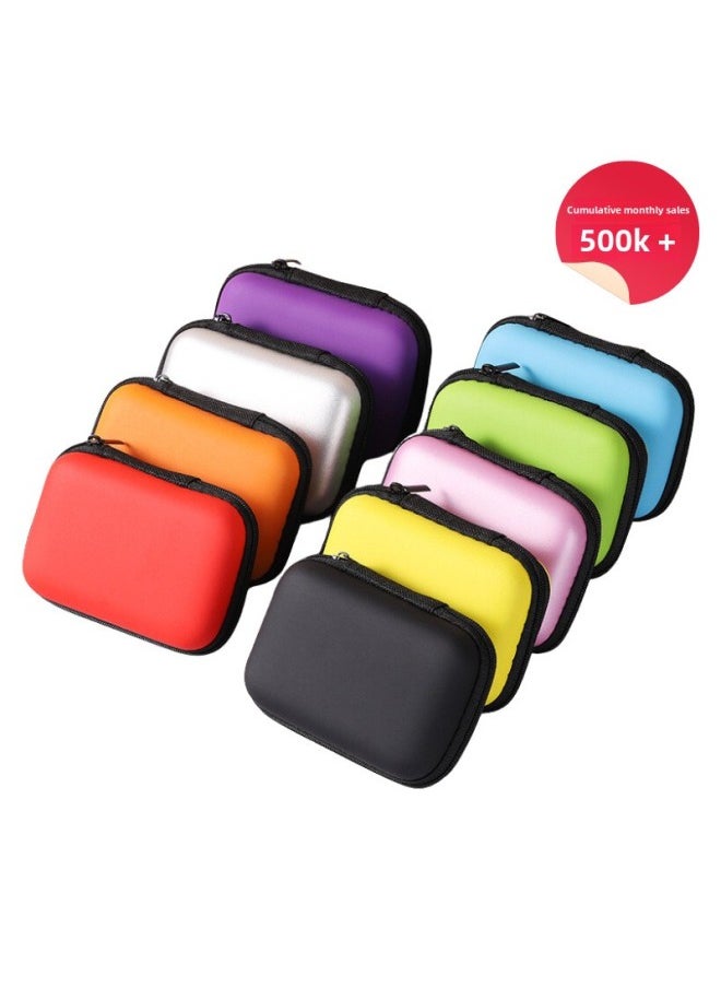 Generic Eva Headset Bag Camera Bag Square Gift Box Data Cable Packaging Wireless Bluetooth Headset Storage Bag-Color:11*8*4cm Red Pu  - Image 1