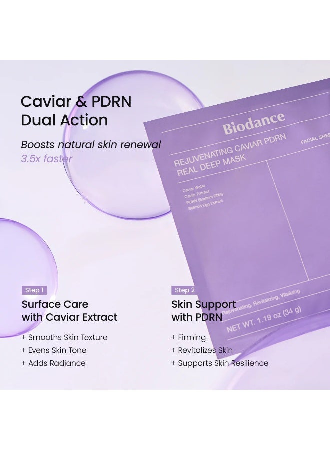 بيودانس "[Biodance] Rejuvenating Caviar PDRN Real Deep Mask. Overnight Hydrogel Mask, Soothing, Moisturizing, Nourishing,1Box (34g*4ea)" - Image 2