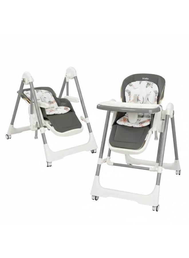 Kidilo 2 in 1 Baby Dining high Chair Adjustable Foldable Baby High Chair convertible to a swing code (FKT113) - Image 1