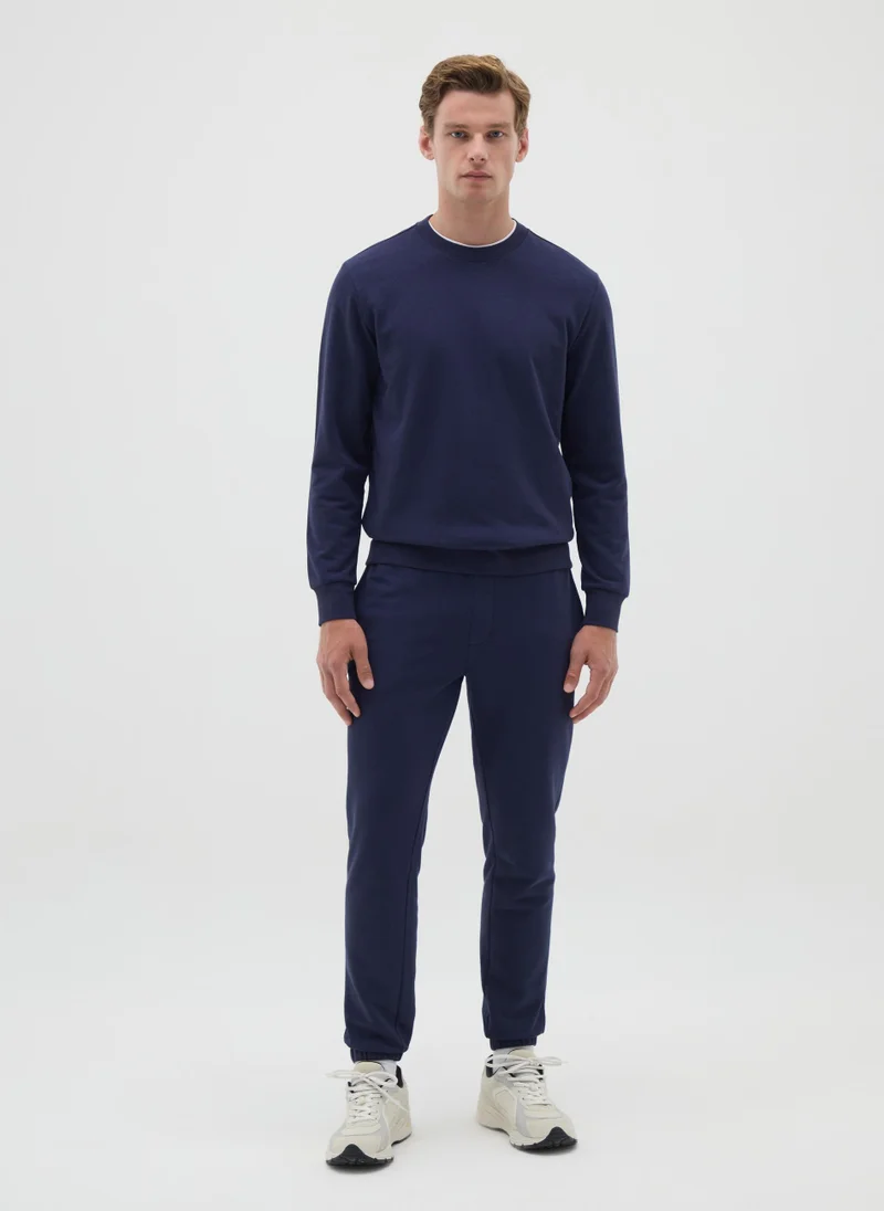 او في اس BLUE CREW NECK SWEATSHIRT