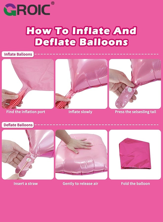 GROIC Party Balloons Set ,Metallic Magenta Hot Pink Flat Square Foil Balloons Backdrop Wall, Double Sided Tunnel with Latex Pink Balloon Arch Garland Kit for Anniversary Bridal Wedding Birthday Party Decoration - Image 4