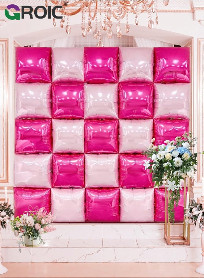 GROIC Party Balloons Set ,Metallic Magenta Hot Pink Flat Square Foil Balloons Backdrop Wall, Double Sided Tunnel with Latex Pink Balloon Arch Garland Kit for Anniversary Bridal Wedding Birthday Party Decoration - Image 5