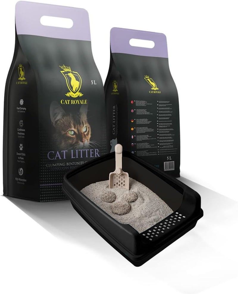 Cat Royale Lavender Scent Clumping Cat Litter, 5 L, Natural Bentonite, 99.5% Dust Free, Fast Firm Clumps, High Absorption, Low Tracking, Long Lasting Freshness - Image 1