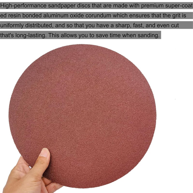 SACKORANGE 18 PCS 10 Inch PSA Sanding Discs Set - 80, 100, 120, 180, 240 400 Grit Sander Discs -10" Aluminum Oxide Sandpaper Discs with PSA Self Adhesive for Drywall, Floor, Woodworking, Auto Power Sander - Image 4