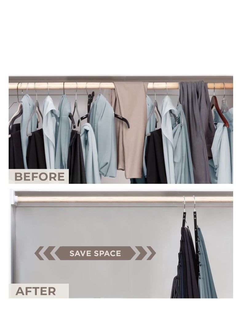 MahMir MahMir Magic Pants Hangers Space Saving Closet Hangers 5 Layers 2 Uses Multi Functional Pants Rack | Solid Metal & Wood Heavy Duty Wardrobe Organizer Racks for Clothes Trousers ( 2-Pack Black)  - Image 2