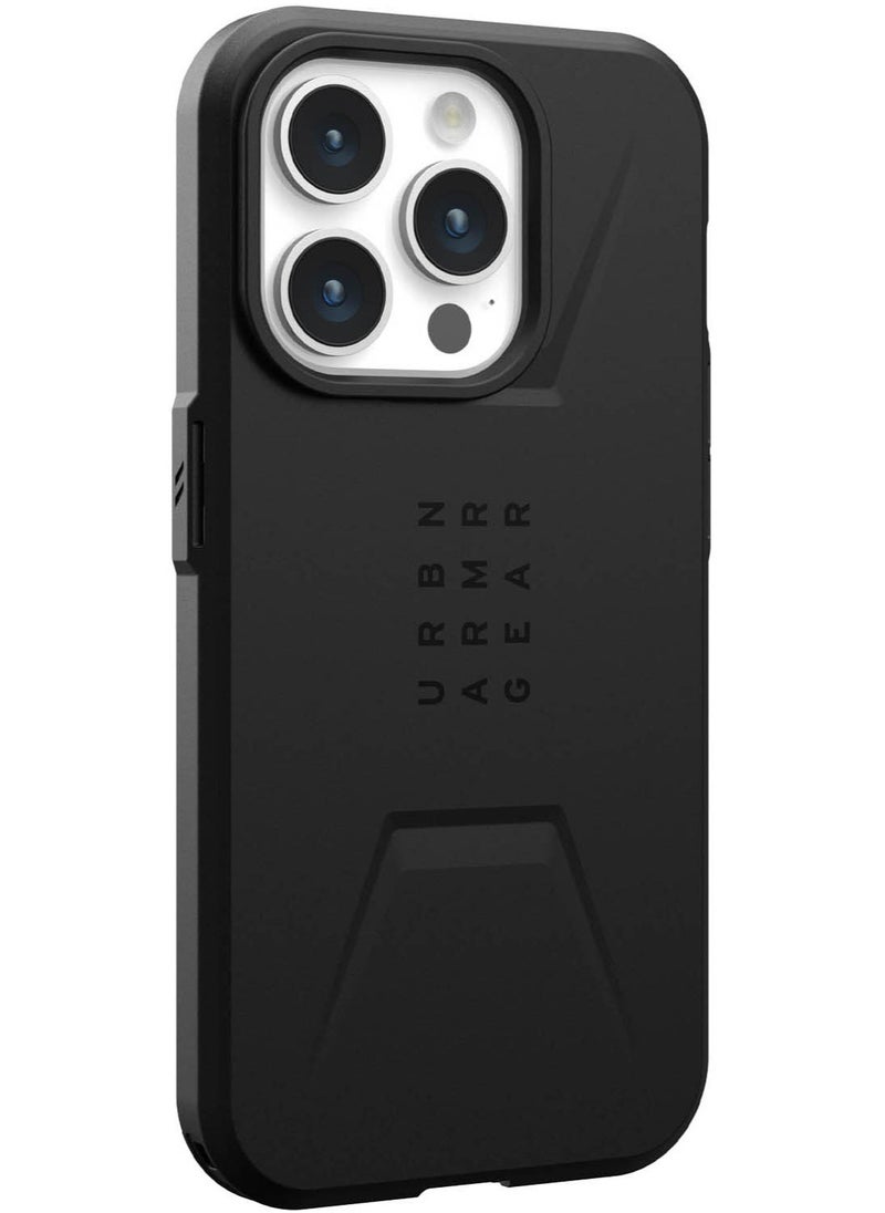 Urban Armor Gear - UAG Civilian MagSafe for iPhone 15 Pro Case Cover [20 Feet Drop Tested]  - Black - Image 1