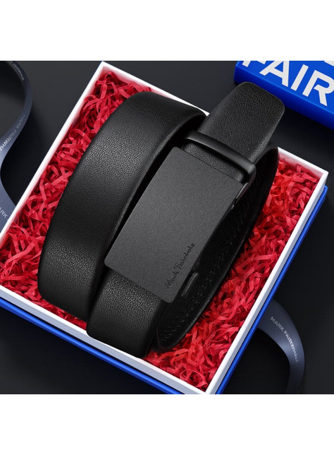 Mark Fairwhale Markor Huafei Men's Leather Belt With Automatic Buckle, Plain Weave Cowhide, Matte Buckle, Gift Box, Birthday Present For Boyfriend - Image 1