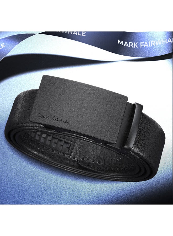 Mark Fairwhale Markor Huafei Men's Leather Belt With Automatic Buckle, Plain Weave Cowhide, Matte Buckle, Gift Box, Birthday Present For Boyfriend - Image 2