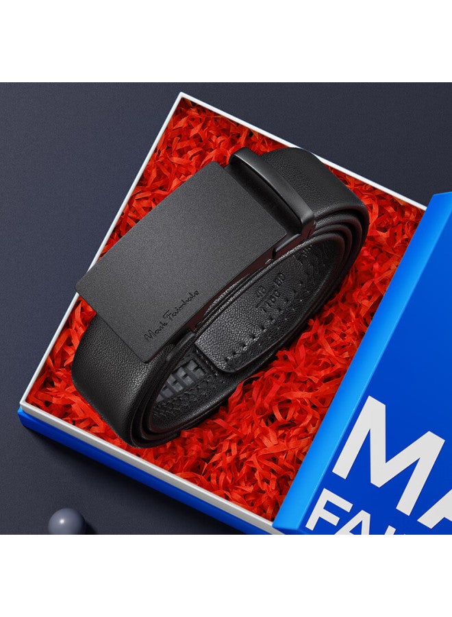Mark Fairwhale Markor Huafei Men's Leather Belt With Automatic Buckle, Plain Weave Cowhide, Matte Buckle, Gift Box, Birthday Present For Boyfriend - Image 3