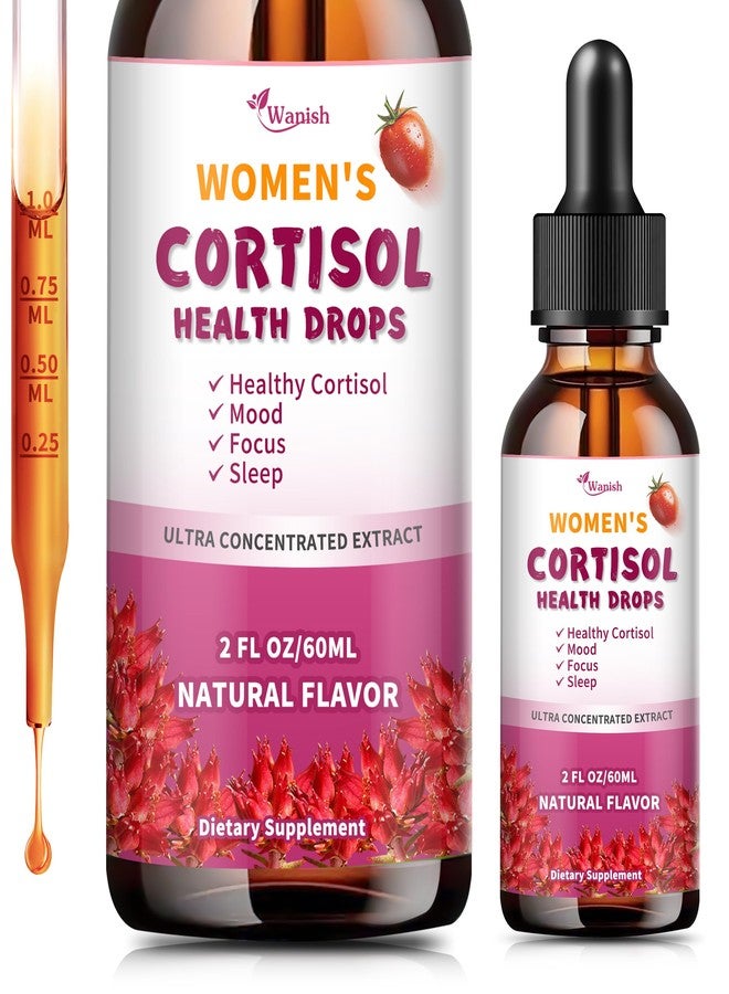 Wanish قطرات سائلة لمكملات الكورتيزول للنساء، تركيبة مستخلصات عشبية طبيعية، مخفض للكورتيزول - يعزز الاسترخاء ويدعم المزاج - عبوة نباتية تكفي لمدة 30 يومًا - Image 1