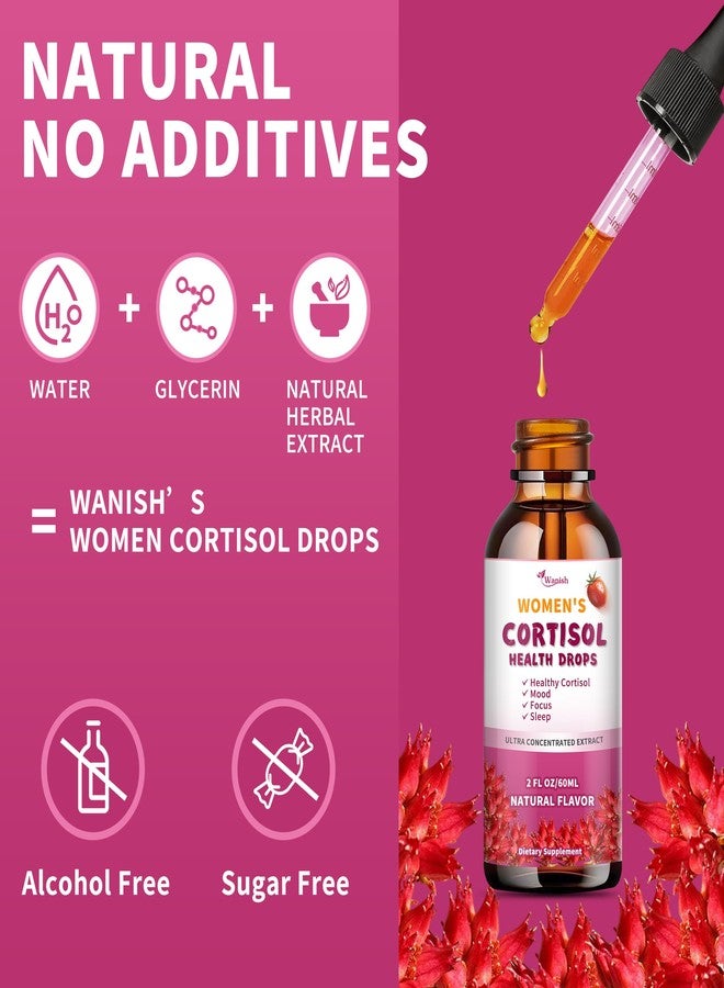 Wanish قطرات سائلة لمكملات الكورتيزول للنساء، تركيبة مستخلصات عشبية طبيعية، مخفض للكورتيزول - يعزز الاسترخاء ويدعم المزاج - عبوة نباتية تكفي لمدة 30 يومًا - Image 4