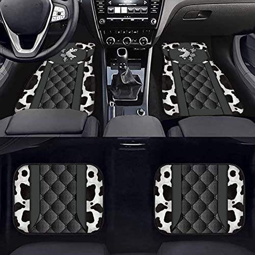 Howilath Cows Print Floor Mat for Car Rubber Anti-Slip Carpets Cushion All Weather Heavy Dust Car Floor Mats for Front & Rear-4 Piece Set - Image 1