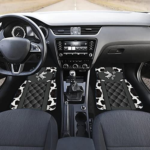 Howilath Cows Print Floor Mat for Car Rubber Anti-Slip Carpets Cushion All Weather Heavy Dust Car Floor Mats for Front & Rear-4 Piece Set - Image 2