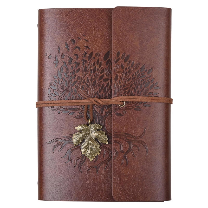 Billtigif PU Leather Journal Notebook, Refillable Travel Writing Journals Diary, Gifts for Women, Men, Teen Girls and Boys, 100GSM Lined Paper,160 Pages(Brown, A6 5.1" x 7.2") - Image 1