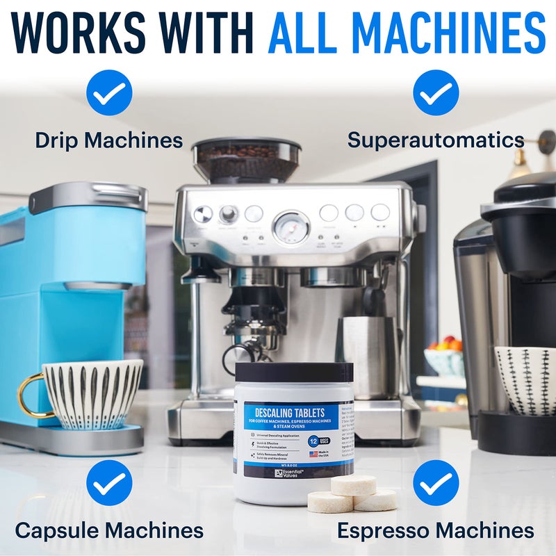 Essential Values Descaling Tablets (12 Count/Up to 12 Uses) for Jura, Miele, Bosch, Tassimo Espresso Machines and Miele Steam Ovens (1 Pack) - Image 3