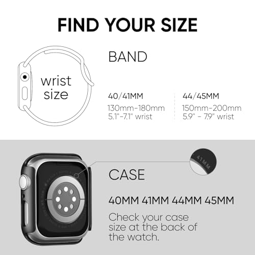 Knossen Compatible for Apple Watch Band 40mm 41mm and Case with Screen Protector, Soft Silicone Sport Strap Bands and Protective Cover with Tempered Glass for iWatch Series 9 8 7 SE 6 5 4 - Image 5