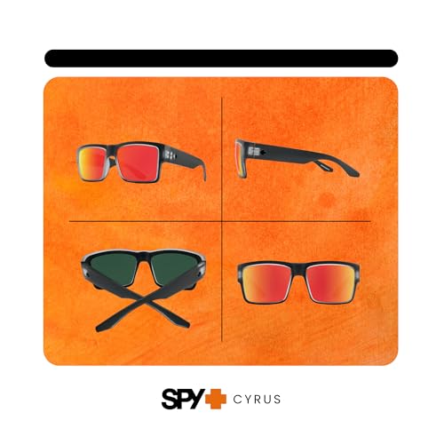 Spy Cyrus 6700000000079 58 MM Matte Black Ice/Happy Gray Green Polarized with Red Spectra Mirror 58M Square Sunglasses for Men +Bundle with Accessory Eyewear Kit - Image 3