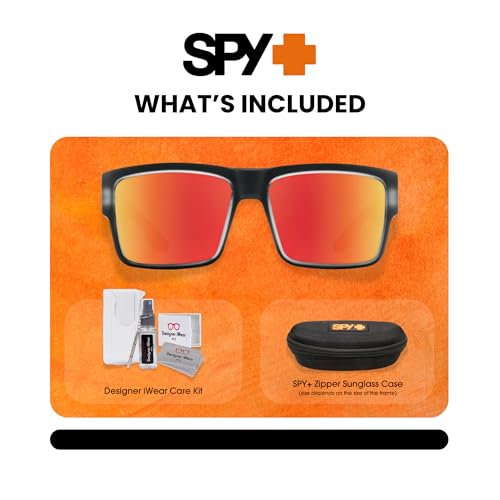 Spy Cyrus 6700000000079 58 MM Matte Black Ice/Happy Gray Green Polarized with Red Spectra Mirror 58M Square Sunglasses for Men +Bundle with Accessory Eyewear Kit - Image 2