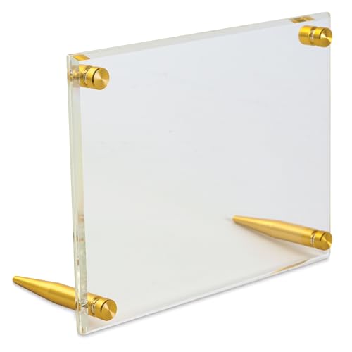 Wexel Art 4x6" Clear UV Grade Acrylic Tabletop Floating Picture Frame Display with Gold Hardware for Art and Photos - Image 4