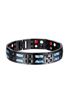 Magnetic Carbon Fiber Mens Bracelet Wellness Double Row Black Energy Cuff Blue double row bracelet
