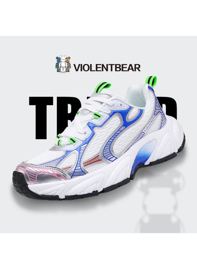 Violentbear Men's Casual Shoes Spring New Breathable Comfortable Lightweight Luxury Trendy Versatile Couple Soft Elastic Sole White Blue Red Size 40