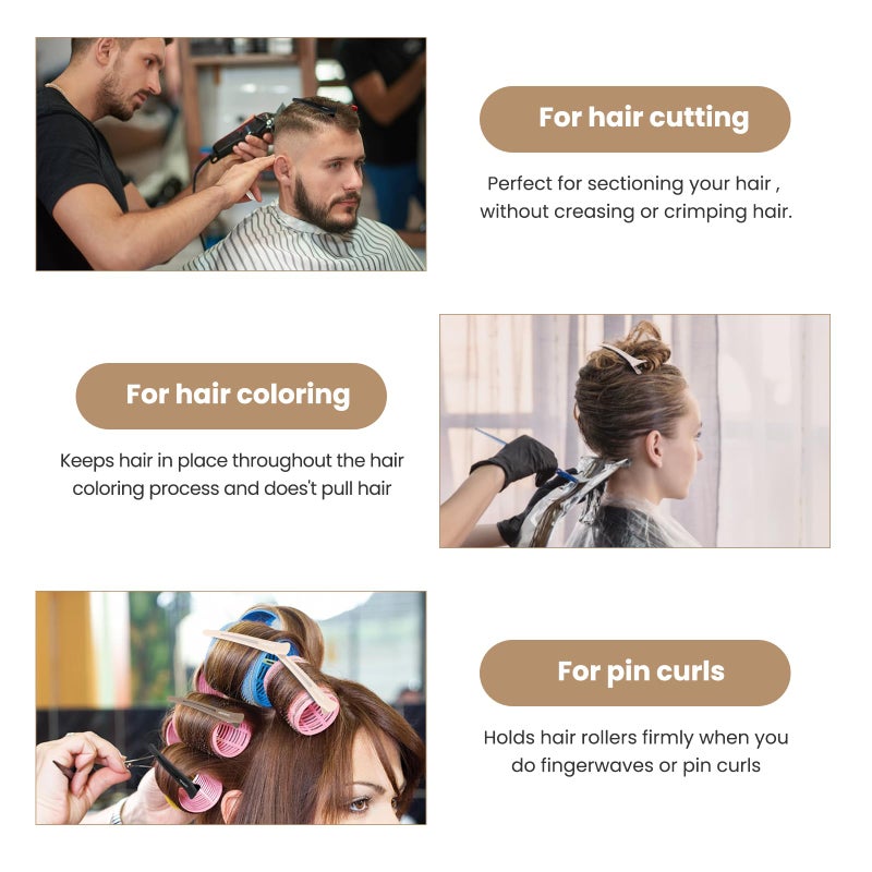 AIMIKE 6pcs Professional Hair Clips for Styling Sectioning, Non Slip Duck Billed with Silicone Band For Hairdresser, Women, Men For Salon and Home Hair Cutting - Brown & Apricot & Black - Image 4