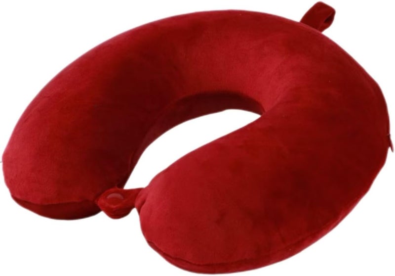 Far win Travel Pillow,100% Pure Memory Foam U Shaped Neck Pillow,Super Lightweight Portable Headrest Great for Airplane, Car,Home,Office,Sleeping Rest (Wine red) - Image 1