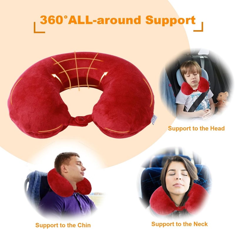 Far win Travel Pillow,100% Pure Memory Foam U Shaped Neck Pillow,Super Lightweight Portable Headrest Great for Airplane, Car,Home,Office,Sleeping Rest (Wine red) - Image 2