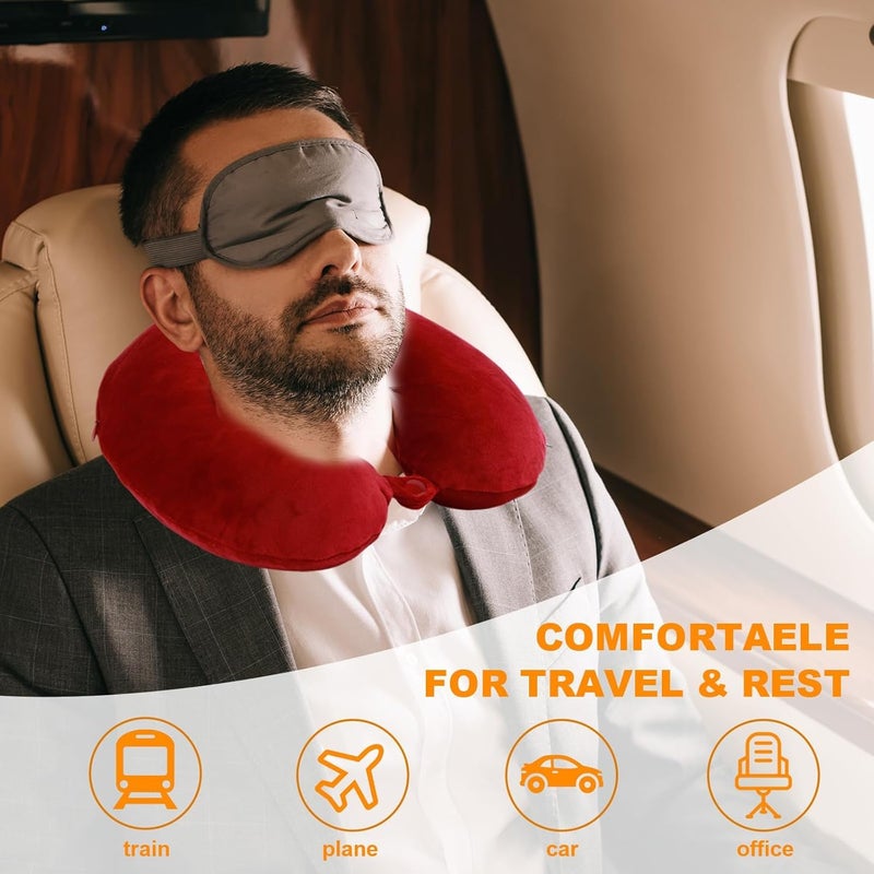 Far win Travel Pillow,100% Pure Memory Foam U Shaped Neck Pillow,Super Lightweight Portable Headrest Great for Airplane, Car,Home,Office,Sleeping Rest (Wine red) - Image 5