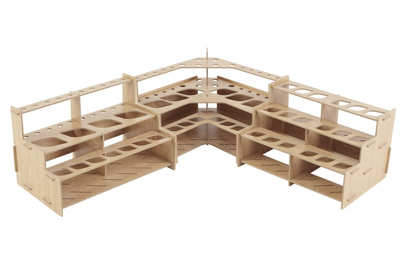 HG Art Concepts مجموعة رف تنظيم فرشاة الفنان وأنابيب الطلاء 3 قطع - خشب مزخرف متعدد الطبقات لعرض تخزين فرش الطلاء، الطلاء الزيتى والأكريليك - Image 2