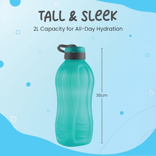 SOPL-OLIVEWARE Oliveware Jumbo 2 Litre Water Bottle, 100% Leak Proof, Bpa Free Premium Bottle, For Home & Office Sturdy With Holder, Pack Of 1 - Blue - Plastic - Image 3