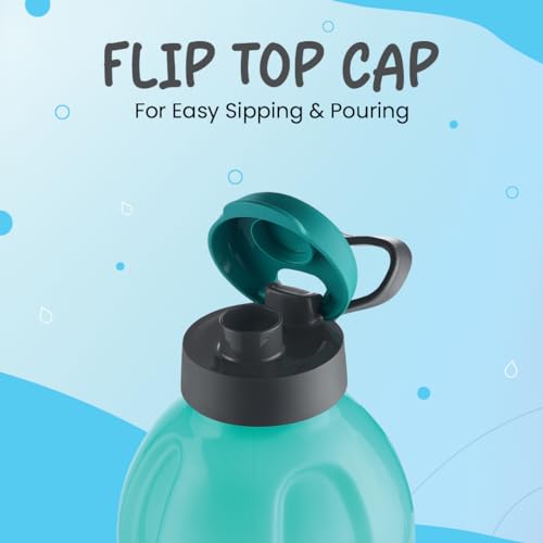SOPL-OLIVEWARE Oliveware Jumbo 2 Litre Water Bottle, 100% Leak Proof, Bpa Free Premium Bottle, For Home & Office Sturdy With Holder, Pack Of 1 - Blue - Plastic - Image 4